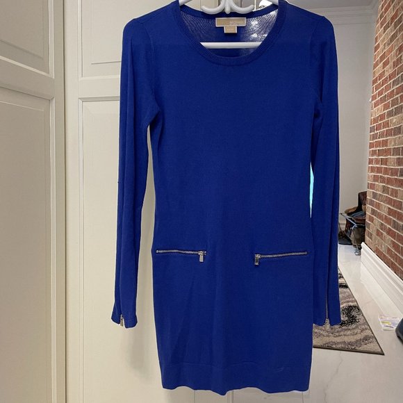 Michael Kors Blue Sweater Dress Long Sleeves Round Neck Size XS - Picture 2 of 8